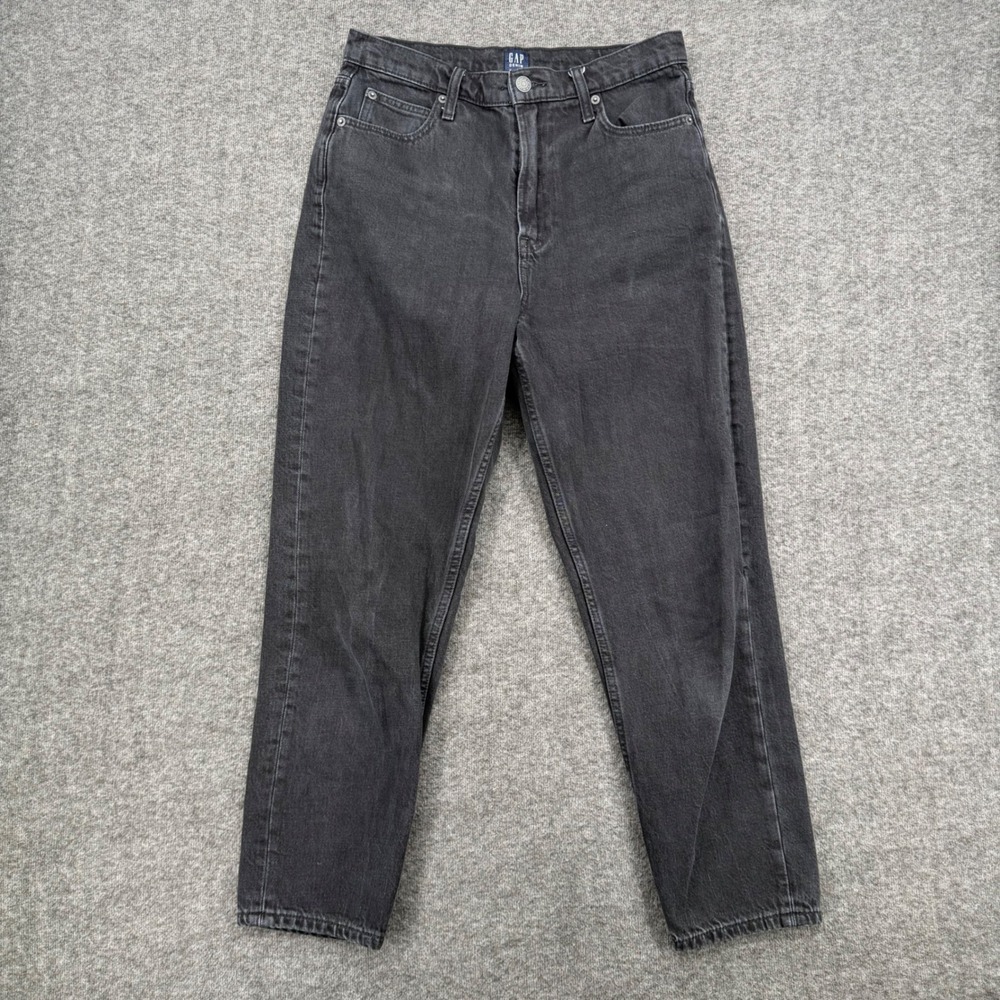 Gap Denim Womens High Rise Mom Jeans Washed Black Size 6/28 Tapered Leg Crop
